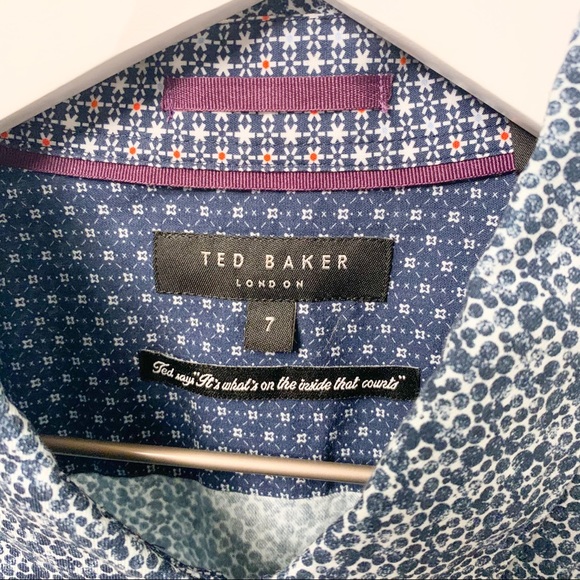 Ted Baker Dot Pattern Shirt, Blue, Size 7 / XXL - Picture 3 of 9